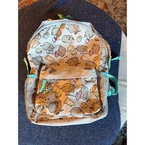 Pusheen Cat Chillin N Snackin Backpack Zipper Bag with Front Pocket Pizza Charm
